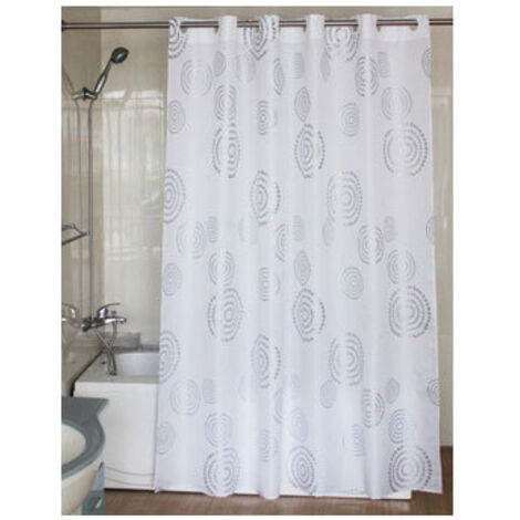 RIDEAU DE DOUCHE EN POLYESTER SPIRALÉ ARGENTÉ 1,80 X 2,00 M - 2959