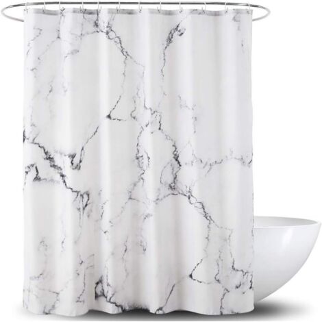 Rideau de douche en tissu - Imperméable avec ourlet renforcé - Lavable - Différentes tailles - En polyester imitation marbre, 180 x 180 cm
