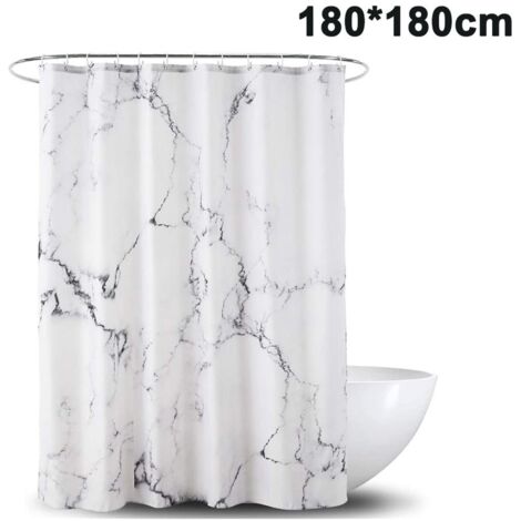 Rideau de douche en Tissu  Rideau de douche Imperméable à l'eau avec un Ourlet  lavable Textile Rideau de douche dans la Taille de 180 cm x 180 cm  Polyester en Marbre