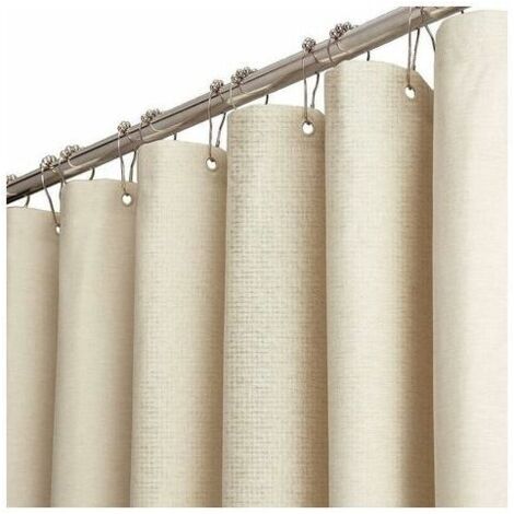 Rideau de douche en tissu  Stall - 120 x 180 cm - Ensemble étroit de rideaux de douche en lin texturé - 8 crochets en plastique - Hôtel spa de luxe - Petits rideaux de bain imperméables pour salle de