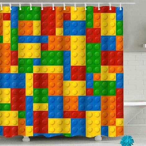 Rideau de Douche ePolyester 180 x 180 cmde Bains avec 12 Crochets (Lego, 180 x 180 cm)