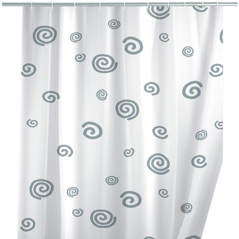 Rideau de douche original Escargot, Rideau de douche 180x200 cm, lavable en machine et waterproof, 12 anneaux rideau de douche en plastique blanc
