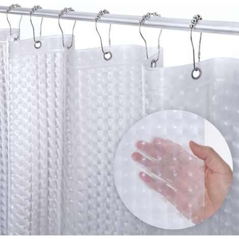 Rideau De Douche EVA - Imperméable - Avec Oeillets Antirouille Et Aimants Poids - Motif 3D Yeux De Chat - 180 x 180 cm
