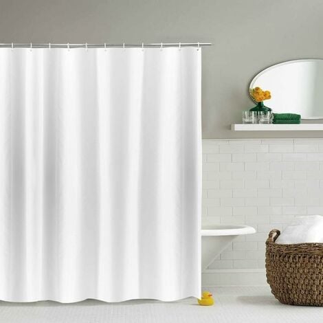 RIDEAU DE DOUCHE EXTRA LONGUEUR hauteur blanc pour la salle de bain,rideau de salle de bain large en polyester anti-moisissure,imperméable pour la baignoire,largeur 180 x hauteur 220cm GrooFoo