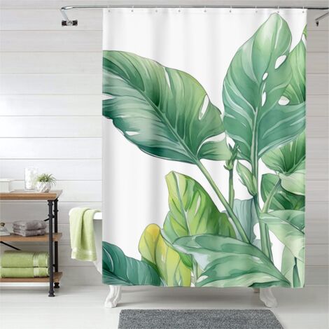Rideau de douche feuillage dense, œillets plastique, 90x180 cm, qualité