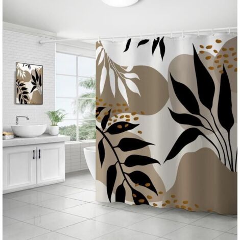 Rideau de Douche Feuille d'Automne Feuilles Tropicales Baignoire Décor Moderne avec 12 Crochets Tissu Polyester Imperméable Lavable
