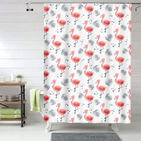Rideau de douche flamant rose aquarelle douce, rideau salle de bain, 180x180 cm