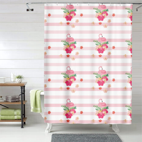 Rideau de douche flamant rose décoratif doux, rideau salle de bain imperméable, 150x180 cm