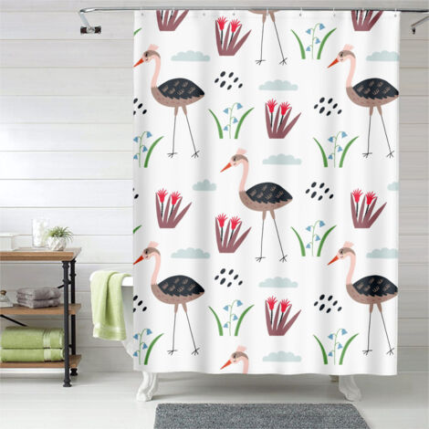 Rideau de douche flamant rose décoratif moderne, polyester imperméable, 150x180 cm
