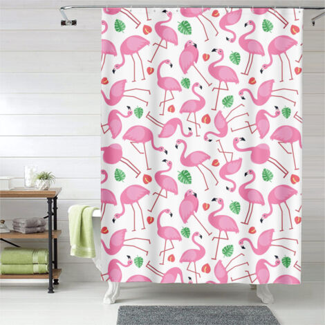 Rideau de douche flamant rose design artistique, tissu imperméable, 150x180 cm