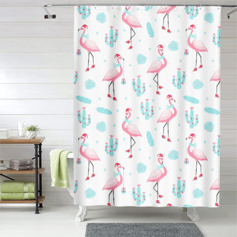 Rideau de douche flamant rose moderne et romantique, polyester imperméable, 150x180 cm
