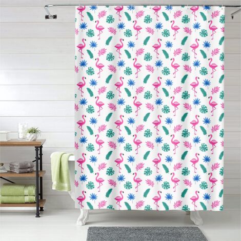 Rideau de douche flamant rose pastel, polyester imperméable, 90x180 cm