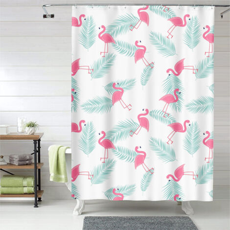 Rideau de douche flamant rose pastel romantique, tissu imperméable, 150x180 cm