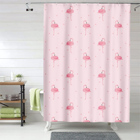 Rideau de douche flamant rose romantique doux, rideau salle de bain imperméable, 150x180 cm