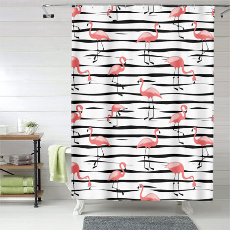 Rideau de douche flamant rose romantique doux, tissu imperméable, 150x180 cm