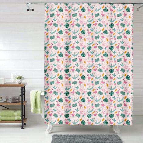 Rideau de douche flamant rose style aquarelle douce, rideau salle de bain, 180x180 cm