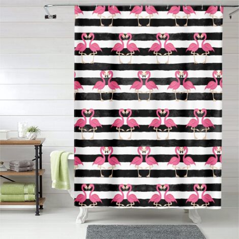 Rideau de douche flamants roses modernes, décor salle de bain, 180x180 cm