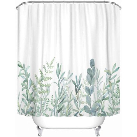 Rideau de douche fleuri avec crochets 180 cm X 200 cm