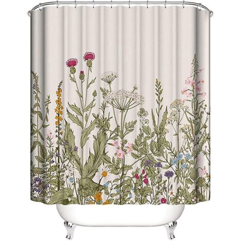 rideau De Douche  Fleurs (120  180cm) Dcoration De Rideau De Douche De Salle De Bain Lavable Impermable Et Rsistant  La Moisissure, Rideau De Dou