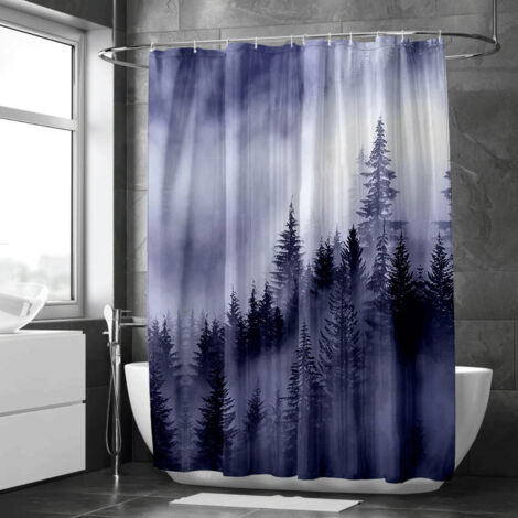 Rideau de douche forêt enchantée brumeuse – Style conte de fées