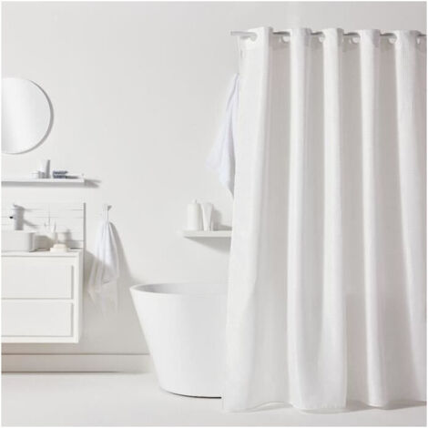 Rideau de douche gauffré - White - Polyester - 180 x 200 cm - 12 crochets - UTILITY - TODAY