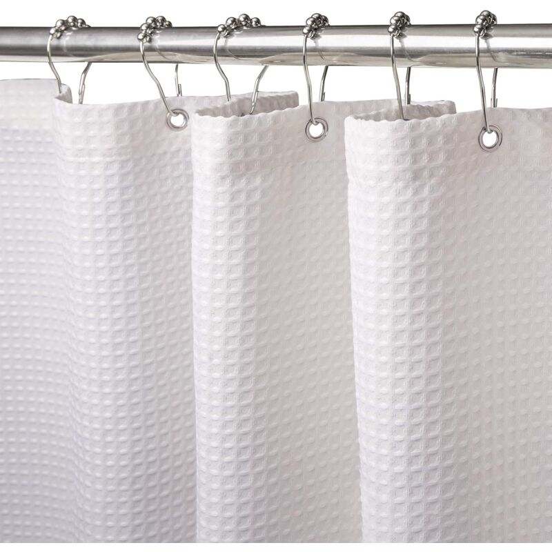 Rideau de douche gaufré avec anneau en métal rideau de douche baignoire tissu résistant à la moisissure rideau de salle de bain robuste pour