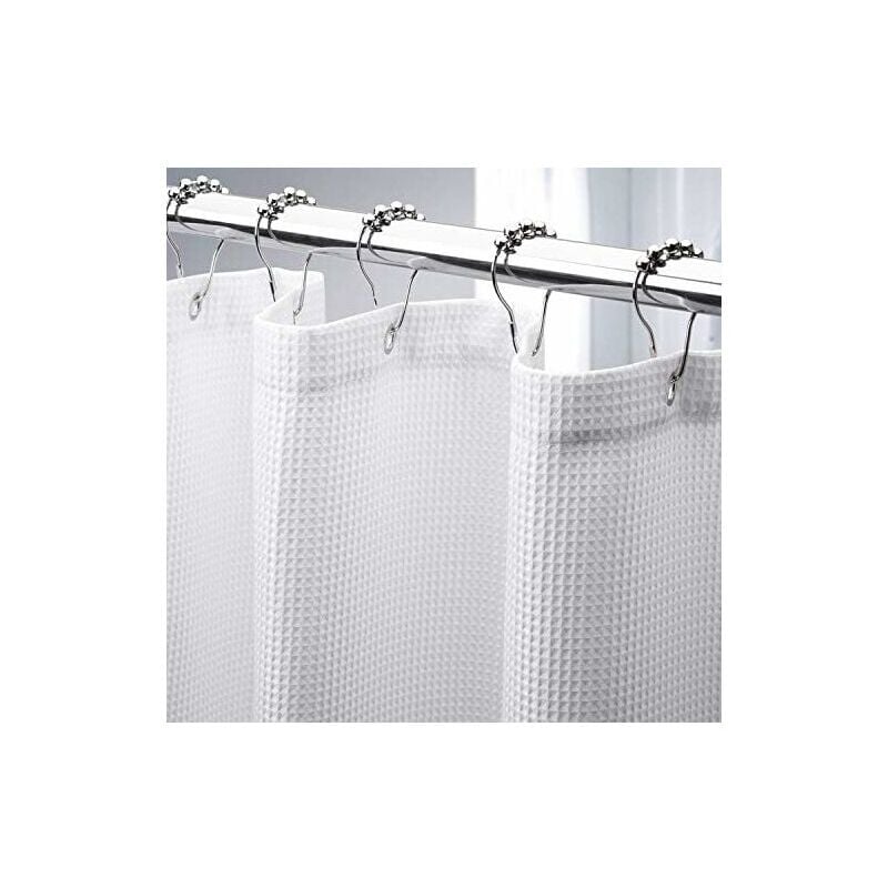 Rideau de douche gaufré 180x180CM, rideaux de douche en tissu résistant avec tissage gaufré rideaux de douche de salle de bain de qualité hôtelière