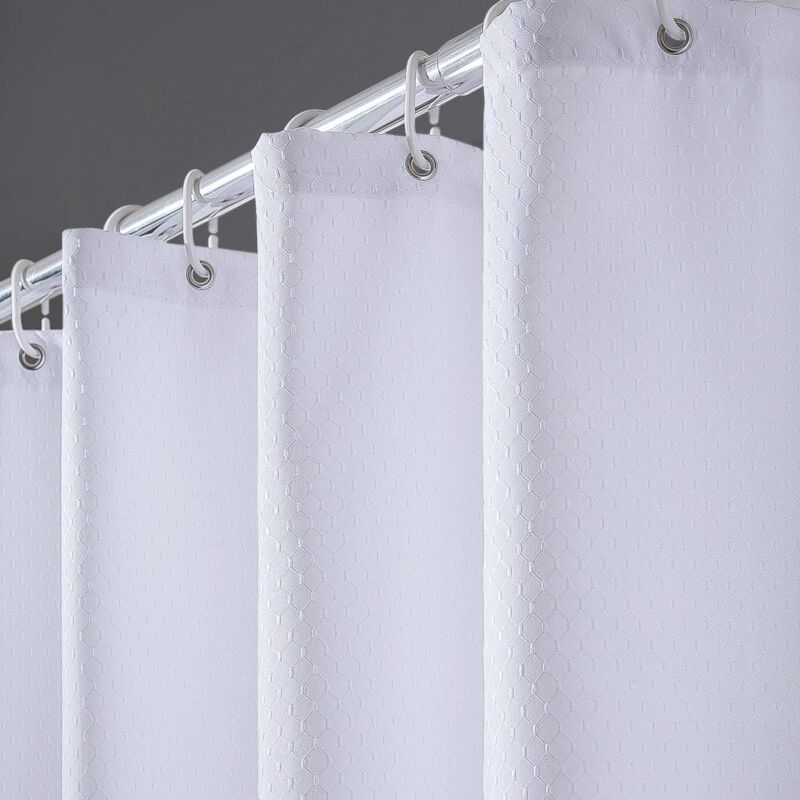 Rideau de Douche Gaufre Anti Moisissure Rideaux Baignoire Lavable Épais Tissu Polyester Imperméable Blanc - 100x200CM