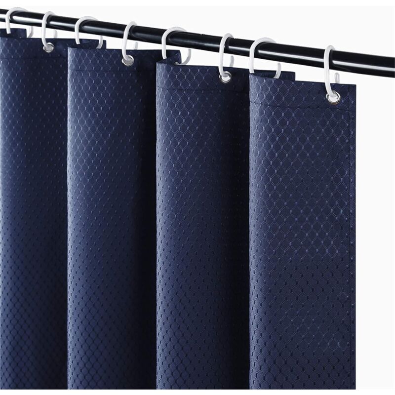 Rideau de Douche Gaufre Anti Moisissure Rideaux Baignoire Lavable Épais Tissu Polyester Imperméable Bleu - 80x200CM