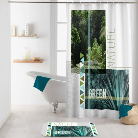 Rideau de Douche "Green Nature" 180x200cm Blanc