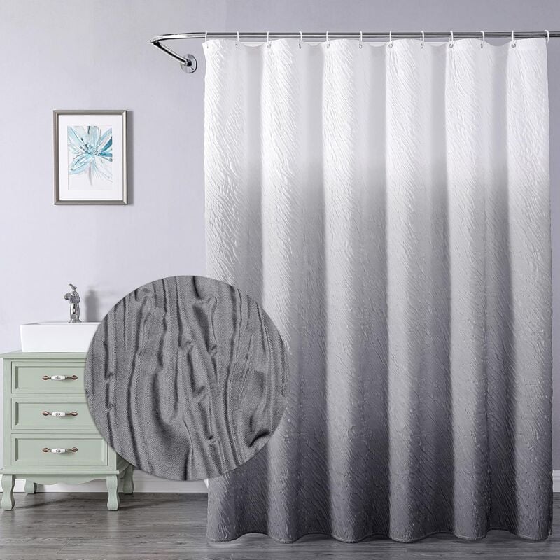 Sunxury - Rideau de douche gris avec 12 crochets pour salle de bain, imperméable, 72 x 72 pouces