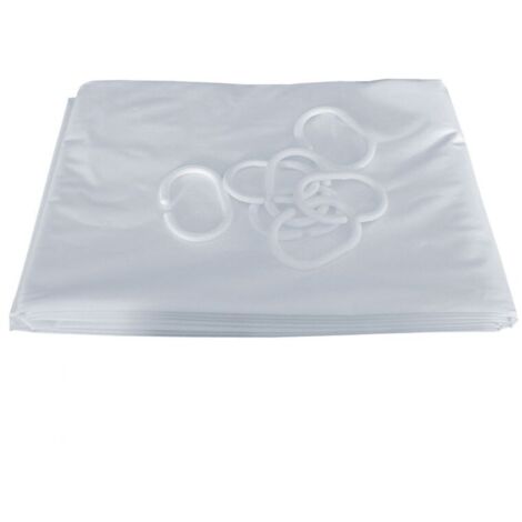 Rideau de douche H 180 L 120 cm 8 anneaux plastique blanc réf. 804120