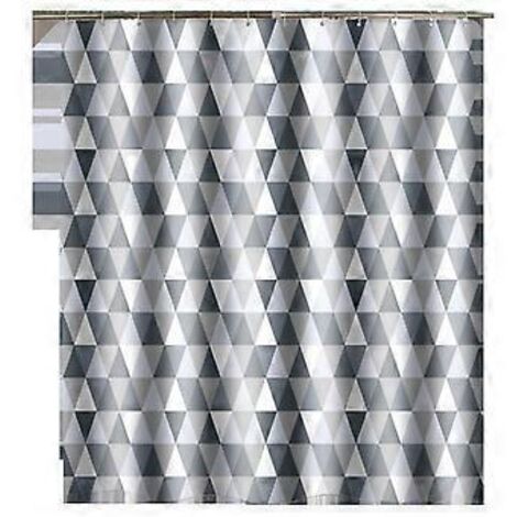 Rideau de douche imperméable, 180 x 180 cm, ourlet lesté, avec 12 crochets - Motif triangle