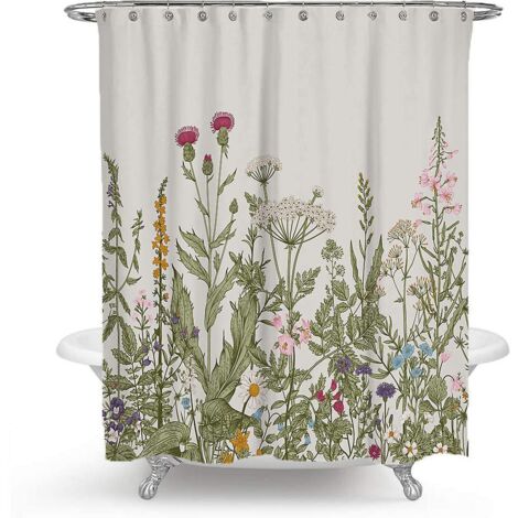 Rideau de douche imperméable à fleurs colorées, rideau de bain séparé 150 x 180 cm