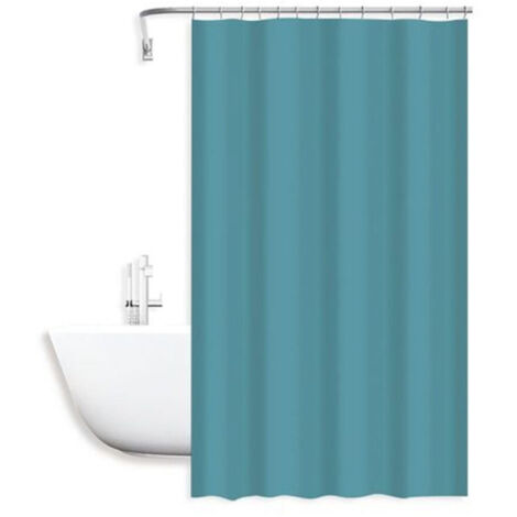 Rideau De Douche Impermeable Anti-moisissure 180x200cm Anneaux Crochets Salle De Bain Bleu Clair 79860