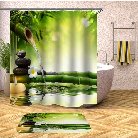 Zen Rideau Douche Anti Moisissure Vert Bambou Galet Rideau De Douche Salle  Bain 180X200 Tissu Imperméable Fleuri Orchidée R[x5428] - Cdiscount Maison