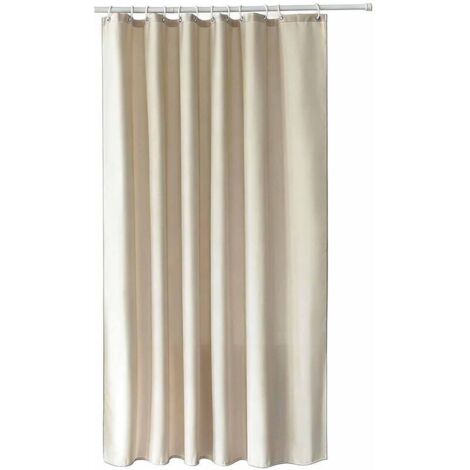Rideau de douche imperméable et anti-moisissure, 180 x 180 cm, lavable, en tissu imitation lin, avec crochets, convient aux baignoires et salles de douche (beige).