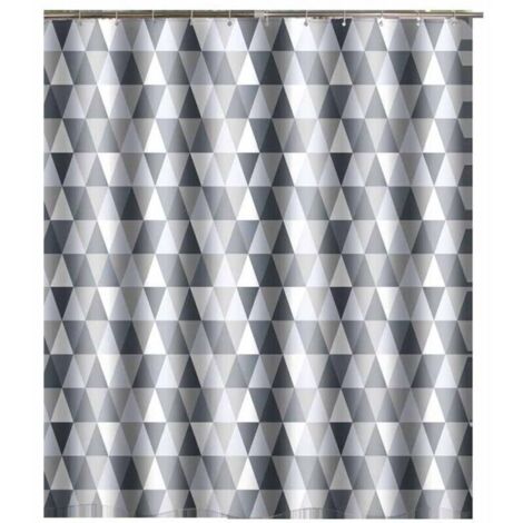 Rideau de douche imperméable et anti-moisissure, adapté aux pièces humides - lavable, petit motif triangulaire, avec ourlet lesté, convient aux salles de bains (220 200 cm)