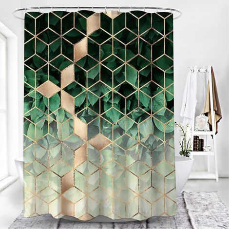 Rideau de douche imperméable géométrique moderne pour salle de bain (180200)