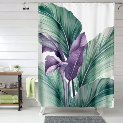 Rideau de douche imprimé forêt tropicale, œillets plastique, 180x180 cm