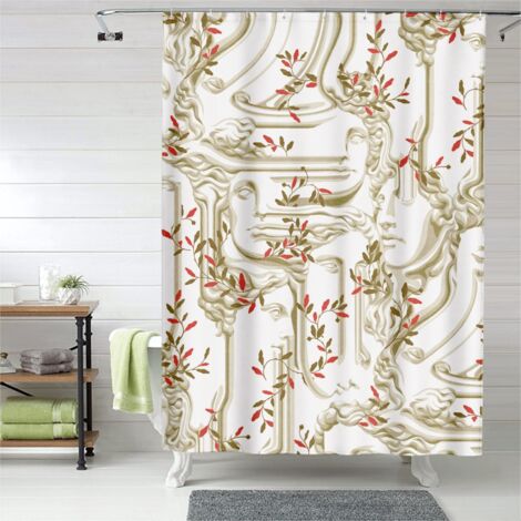 Rideau de douche imprimé haut de gamme, œillets plastique, 150x180 cm