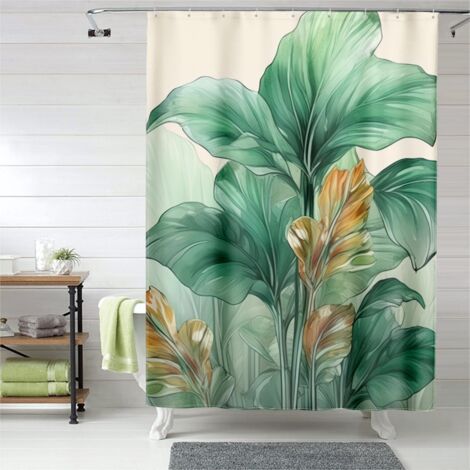 Rideau de douche imprimé jungle urbaine, œillets plastique, facile à installer