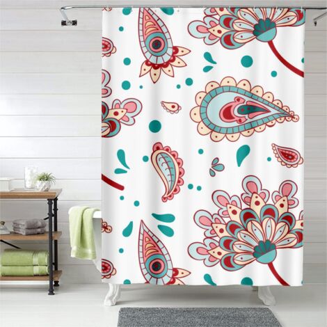Rideau de douche imprimé, œillets plastique, résistant aux UV