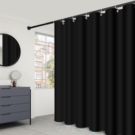 Rideau De Douche Interieur - Tissu 100 % - Imperméable - Oeillets En Acier Inoxydable 304 - 183 X 183 Cm - Noir - 1 Pièce
