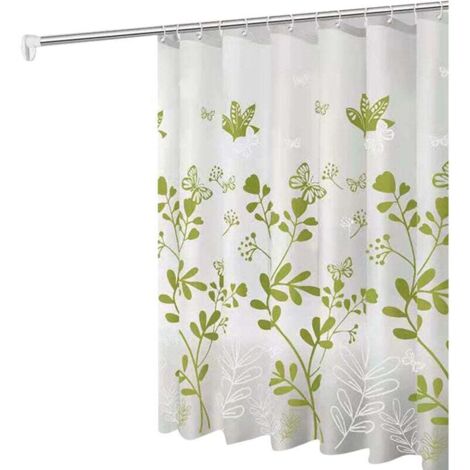 Rideau de Douche Large en Polyester Imperméable - Imprimé Vagues/Plage - avec Doublure et 12 Crochets Blancs - Plusieurs Tailles Disponibles