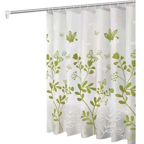 Rideau de Douche Large en Polyester Imperméable - Imprimé Vagues/Plage - avec Doublure et 12 Crochets Blancs - Plusieurs Tailles Disponibles