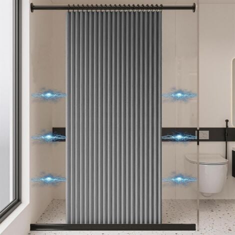 ANGEL CERDA Rideau de douche magnétique pliable, imperméable et résistant à la moisissure, magnétique, lin épais, non doublé, gris, 100 x 200 cm.