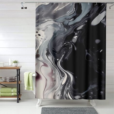 Rideau de douche marbre design, œillets plastique, 90x180 cm