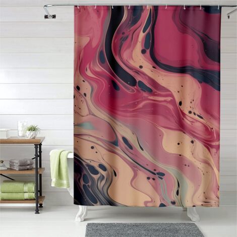 Rideau de douche marbre naturel, œillets plastique, 180x180 cm