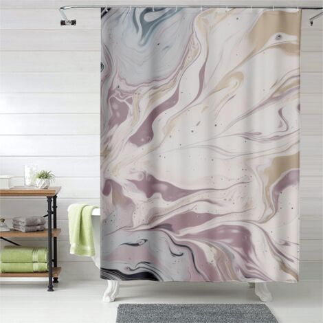 Rideau de douche marbre veiné, œillets plastique, polyester épais
